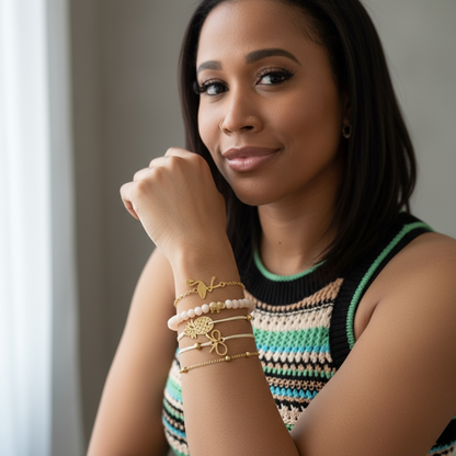 Juego de cinco pulseras de elefante y piña estilo bohemio