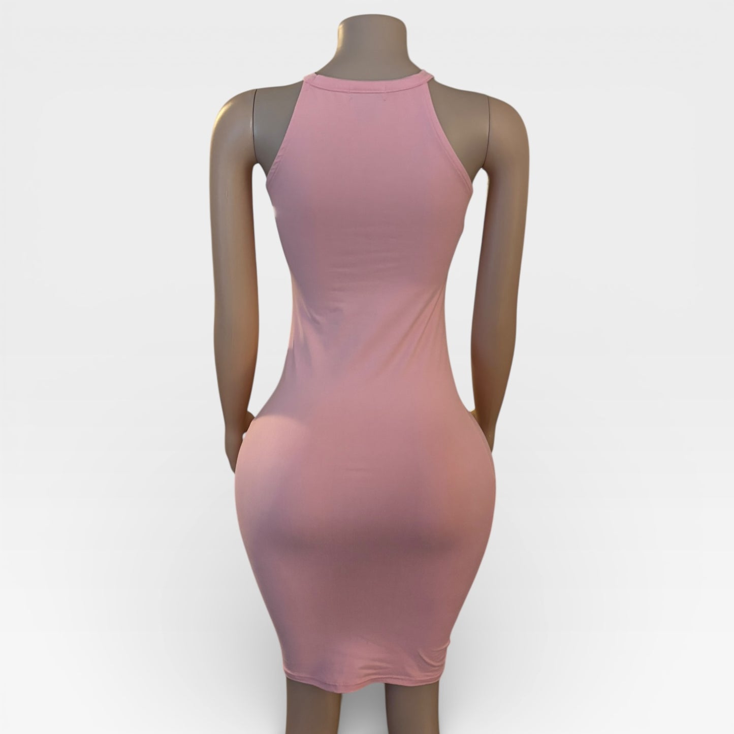 Vestido liso rosa claro de mujer de punto suave