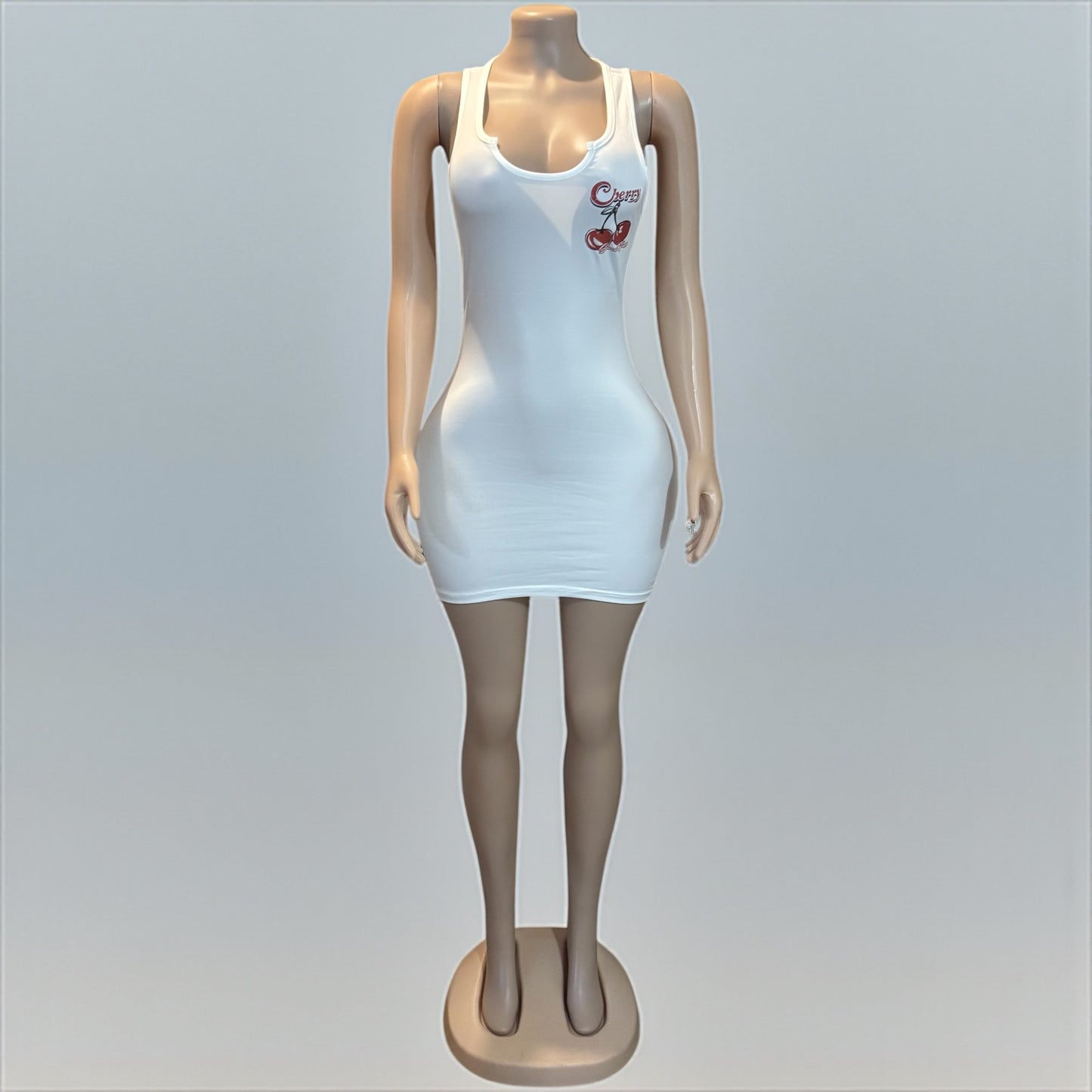 Cherry U Neck Sleeveless Sheath Dress
