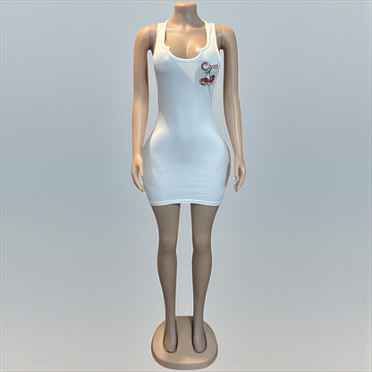 Cherry U Neck Sleeveless Sheath Dress