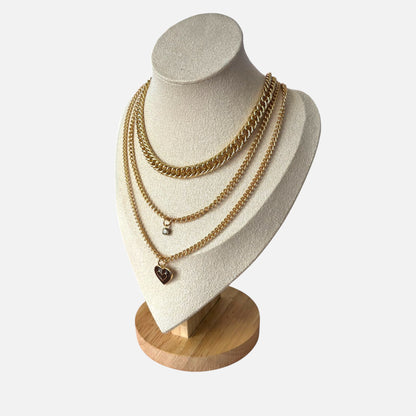 Golden Heart Layered Choker Necklace