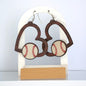 Heart Baseball Wood Earring