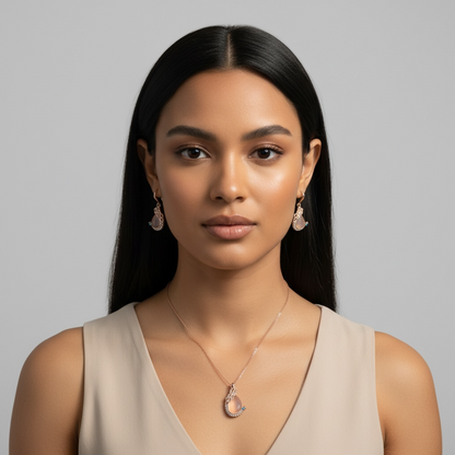 Elegante conjunto de diamantes de imitación con forma de gota de agua