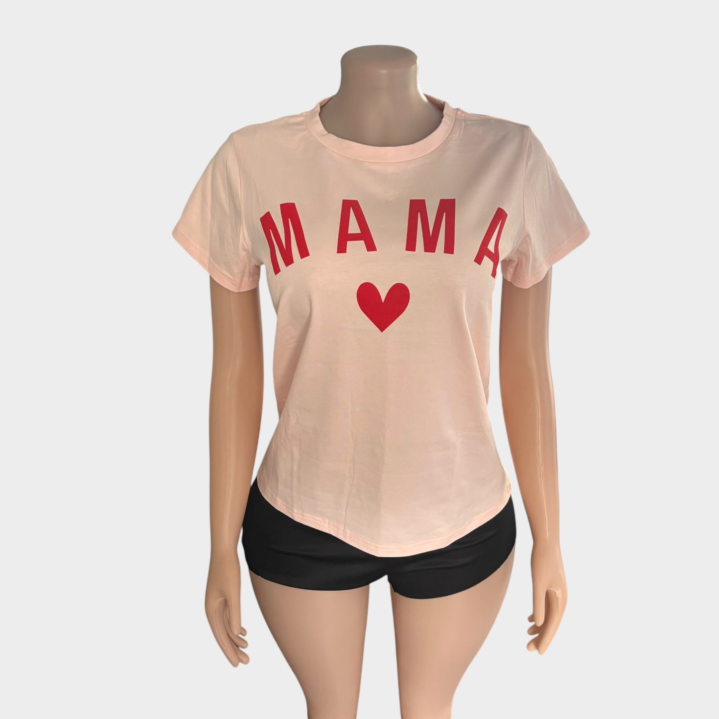 Camiseta con estampado de letras rosa suave para mujer