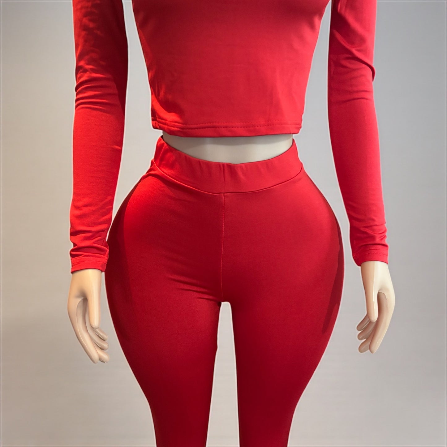 2 Piece Top and Long Pant Red Set