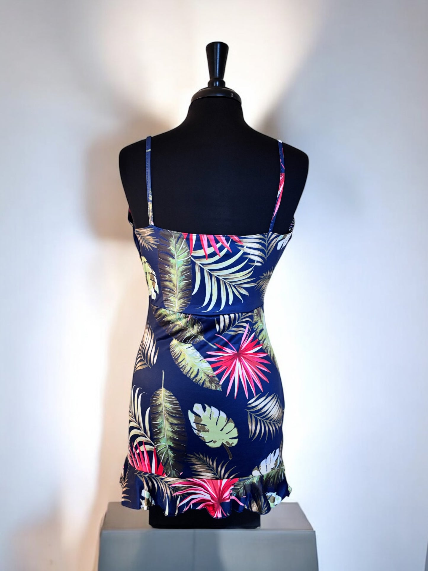 Floral Print Women Short V Neck Mini Dress