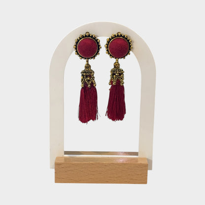 Vintage Women Velvet Red Earrings