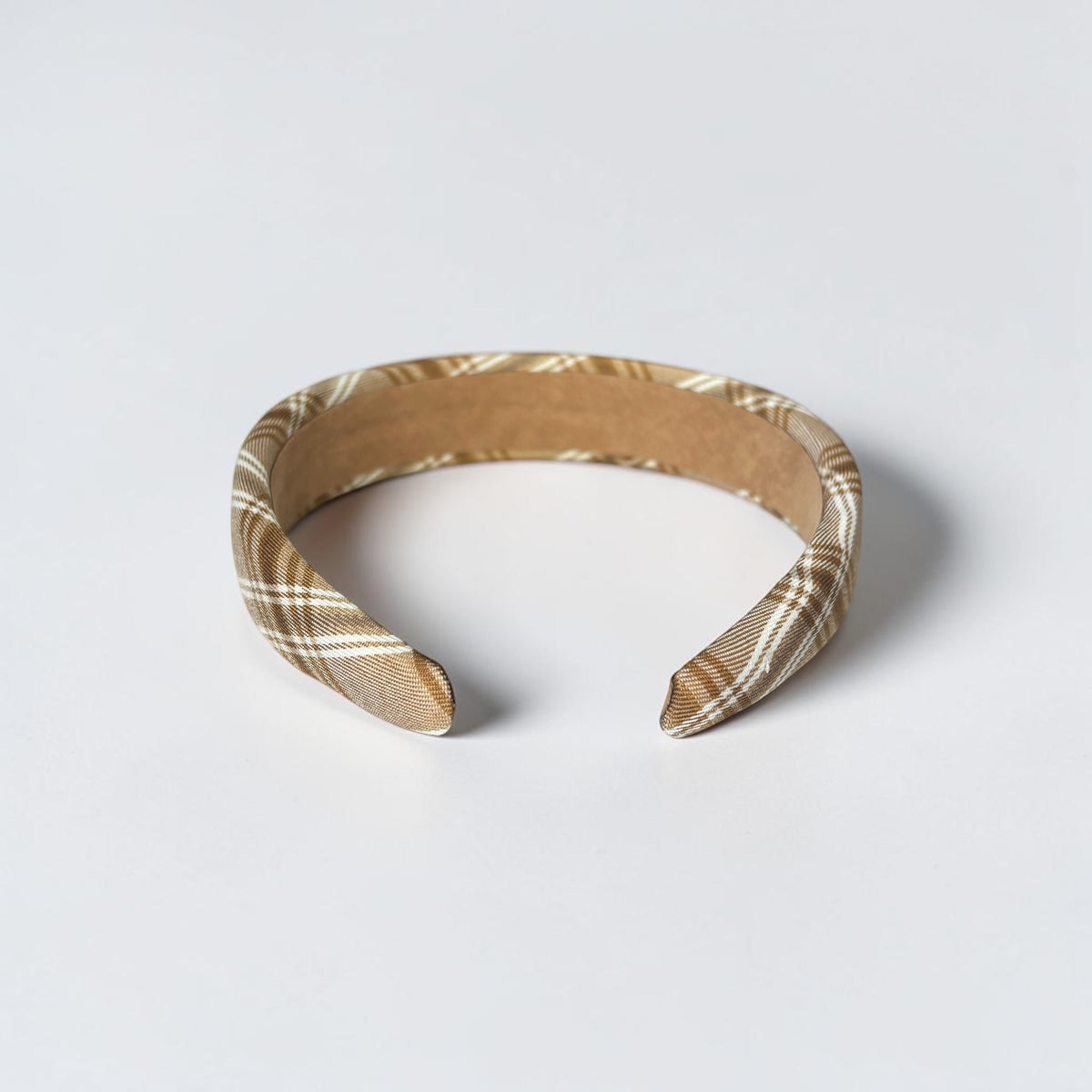 Khaki Plaid Padded Headband