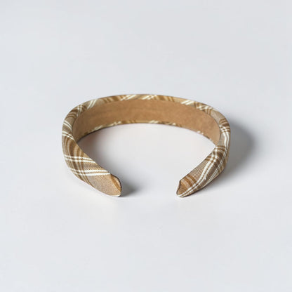 Khaki Plaid Padded Headband