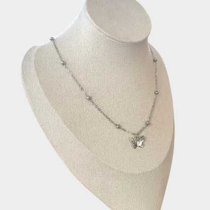 Butterfly Silver Choker W/ Back Chain Tassel