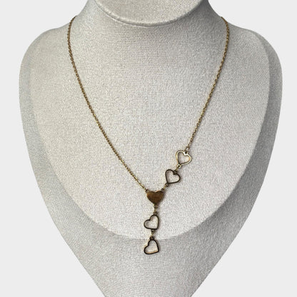 Hearts Gold Pendant Charm Necklace
