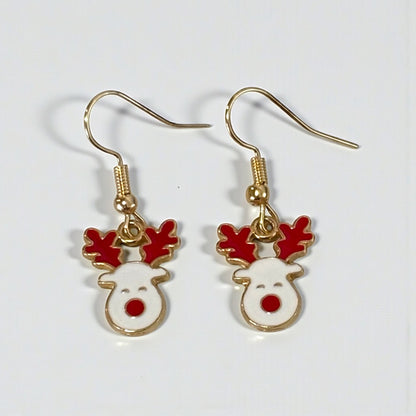 Red White Small Elk Earring
