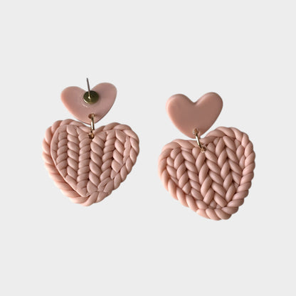 Pendientes colgantes de corazón trenzado hechos a mano