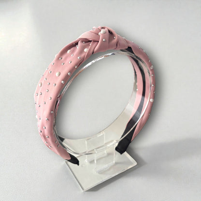 Diadema con perlas brillantes y diamantes de imitación