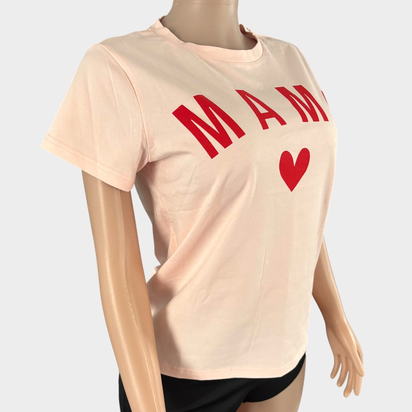 Camiseta con estampado de letras rosa suave para mujer