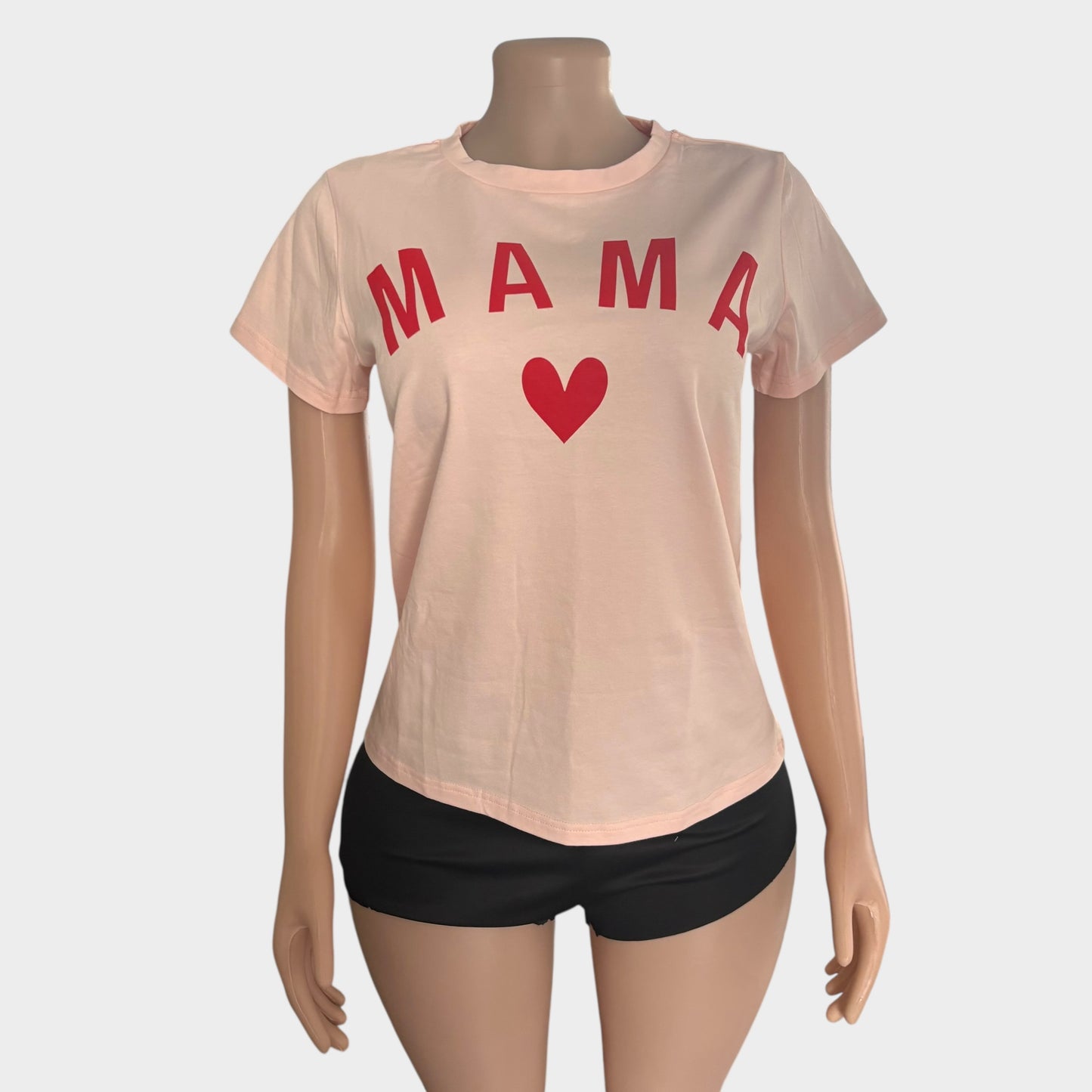Camiseta con estampado de letras rosa suave para mujer