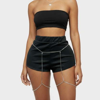 Crystal Silver Thigh Leg Body Chain