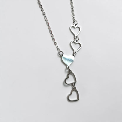 Hearts Silver Pendant Charm Necklace