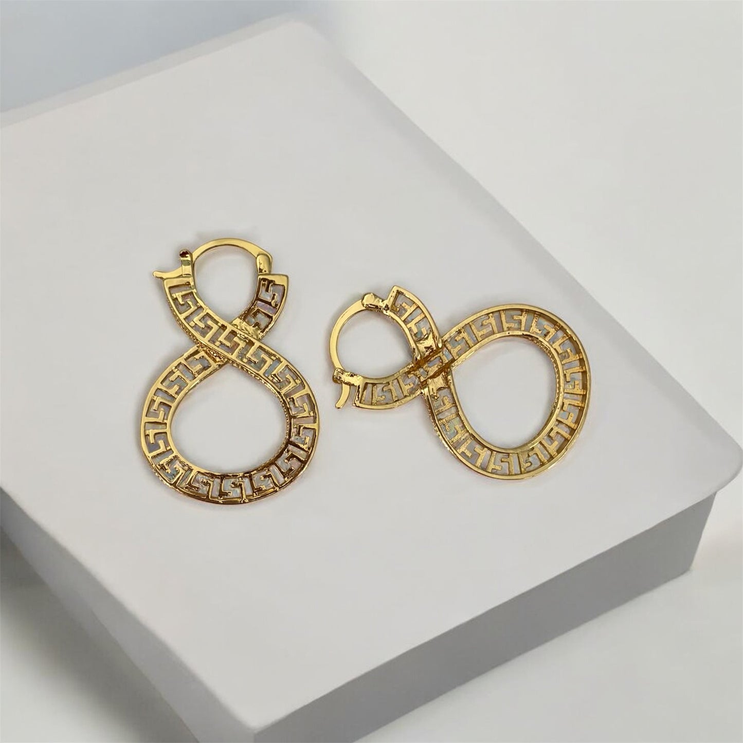 Infinity Greek Key Gold Hoops