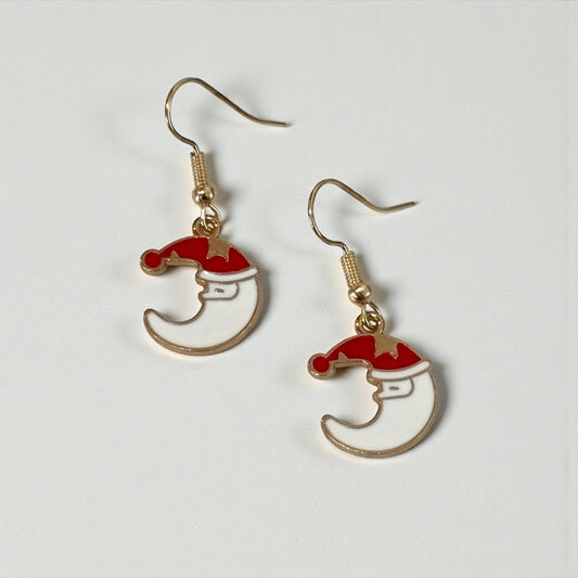Moon Santa Hat Small Earring