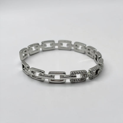 Pulsera abierta elegante ajustable con forma cuadrada geométrica