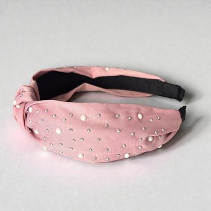 Diadema con perlas brillantes y diamantes de imitación