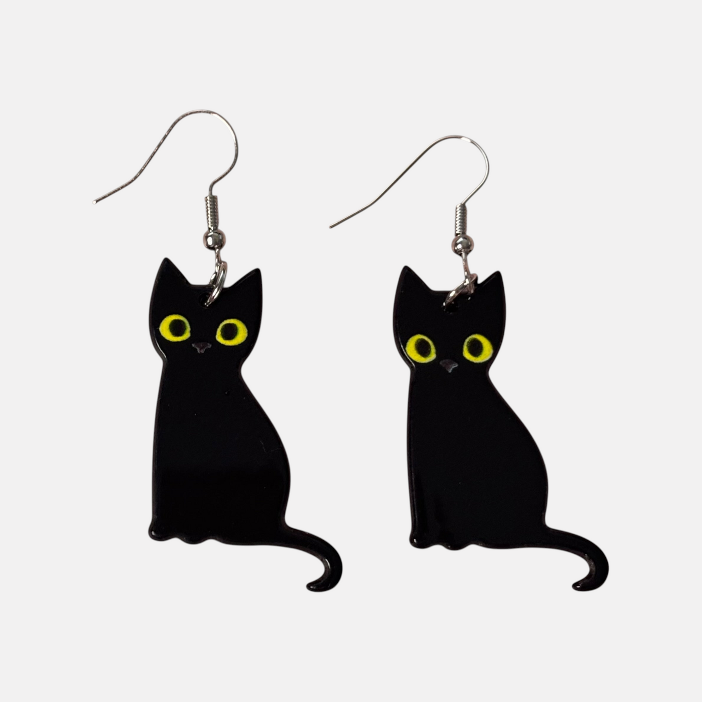 Small Black Cat Drop Earring