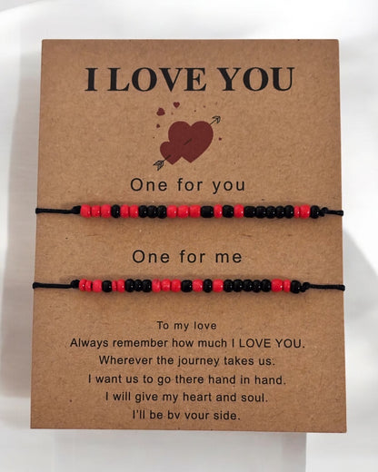 Black & Red Couple Beads Bracelets