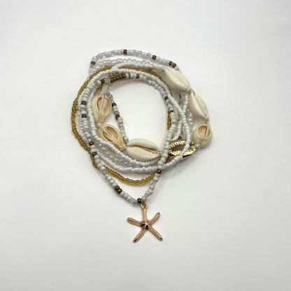 Coastal Charm Shell & Beaded Anklet Set