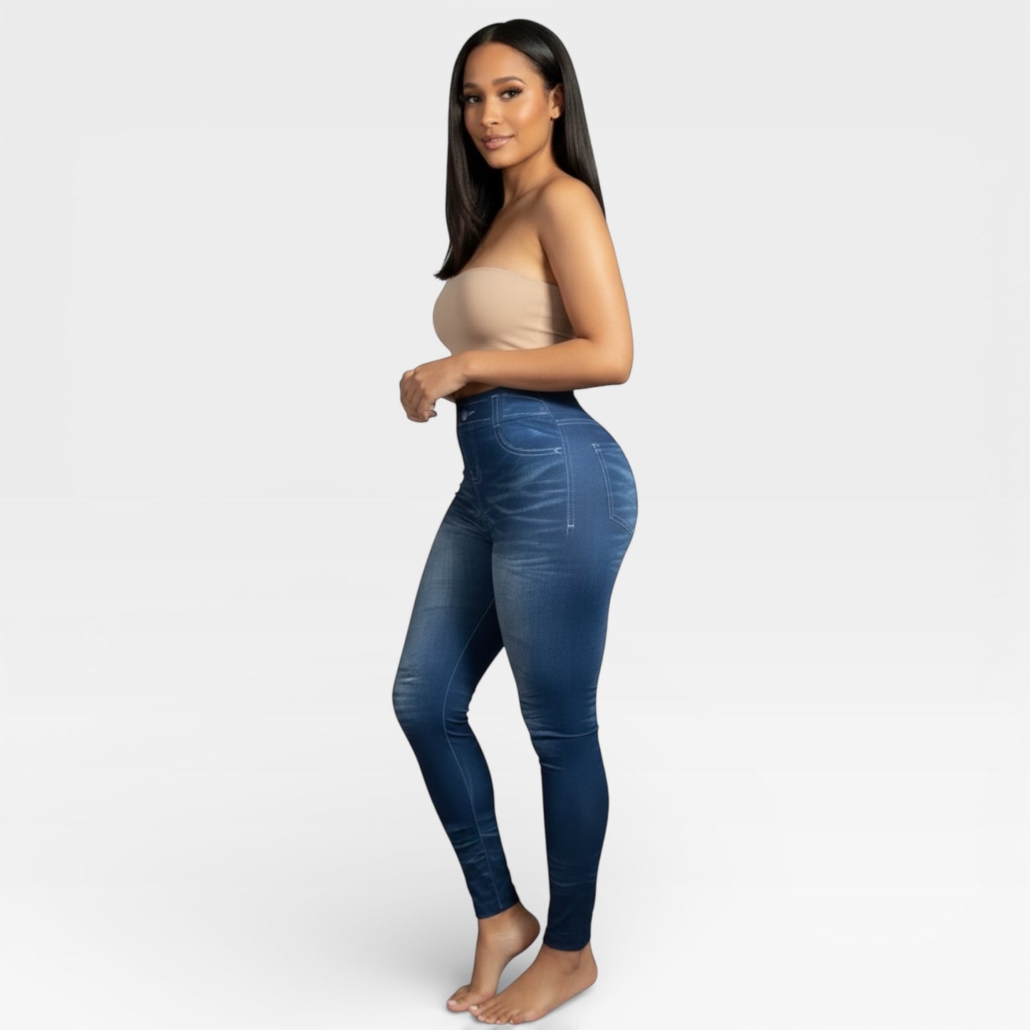 Pantalón de mezclilla ajustado y ajustado para mujer