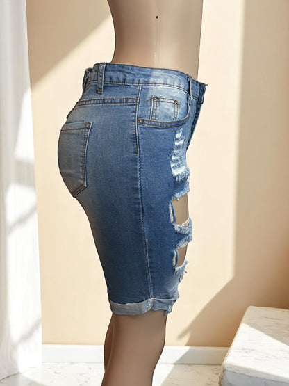Blue Denim Women Bermuda Shorts