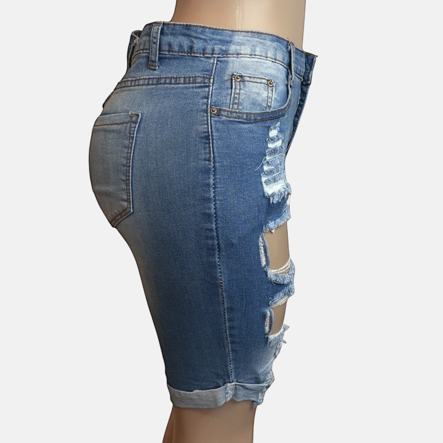 Blue Denim Women Bermuda Shorts