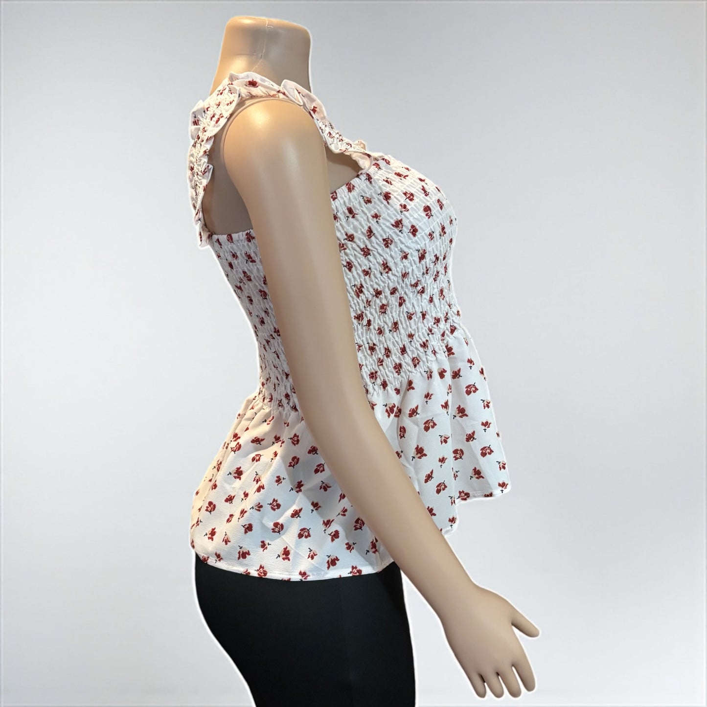 Off White Floral Women Smock Tank