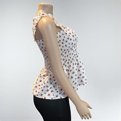 Off White Floral Women Smock Tank