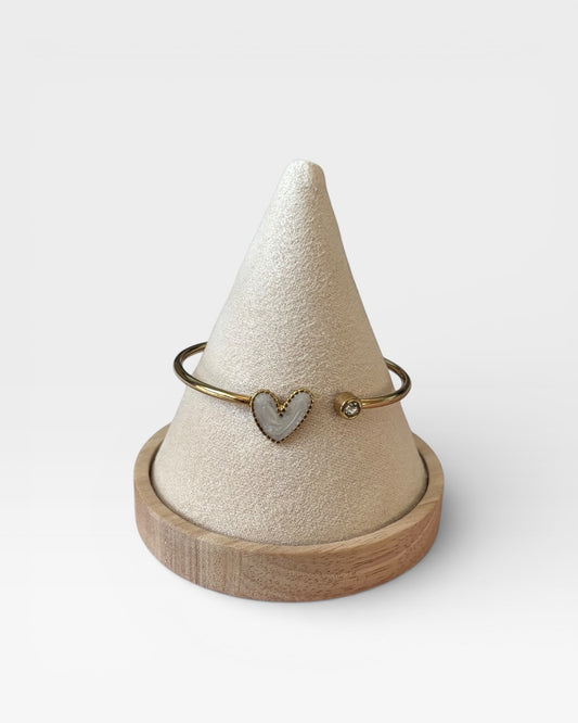 White Heart Cuff Bracelet