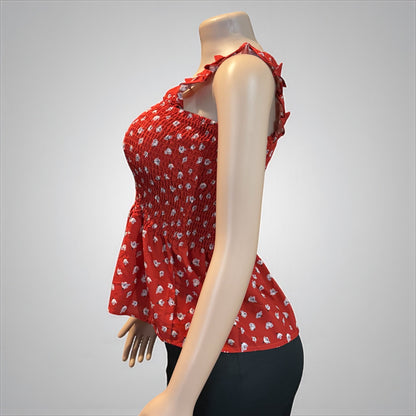 Floral Women Red Smock Tank