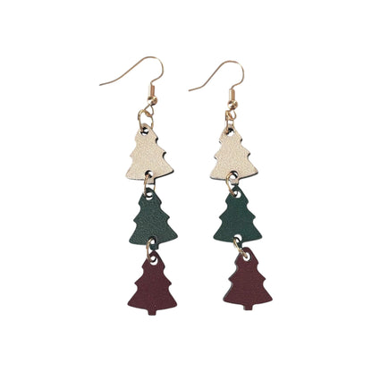 Christmas Tree Wood Dangle Earrings
