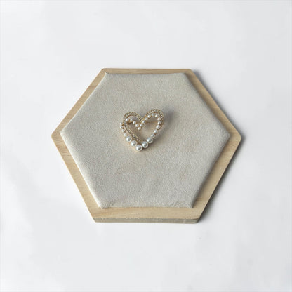 Gold Pearl & Rhinestone Heart Brooch