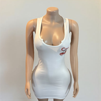 Cherry U Neck Sleeveless Sheath Dress