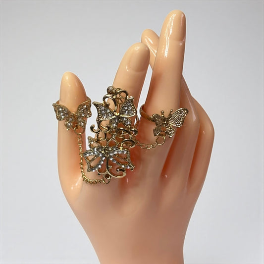 Gold Unique Butterflies Adjustable Ring