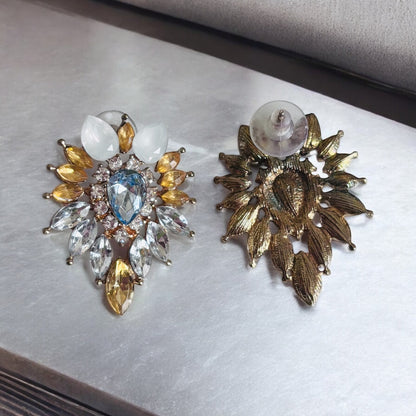Pendientes elegantes de diamantes de imitación para mujer