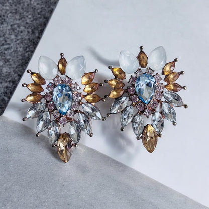 Pendientes elegantes de diamantes de imitación para mujer