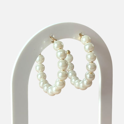 Medium Pearl Hoop Earrings