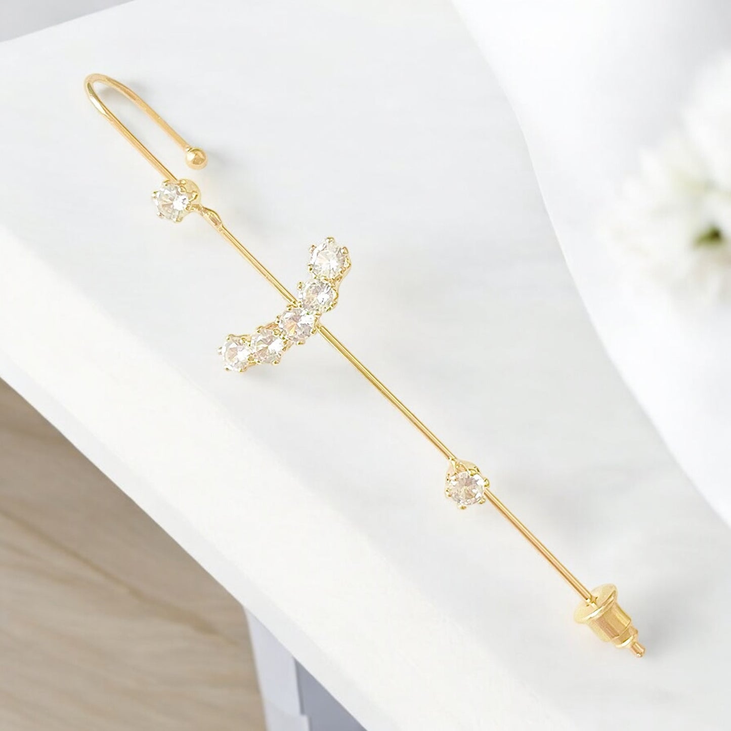Unique One Piece Crystals Long Earring Gold Accessories