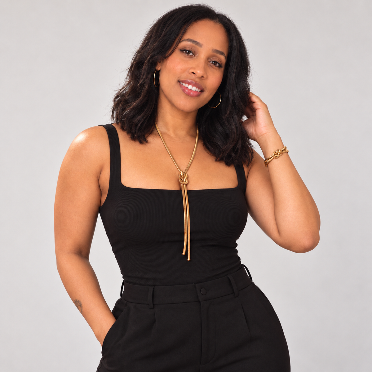 Gold-Tone Snake Chain Knot Necklace & Bracelet Set