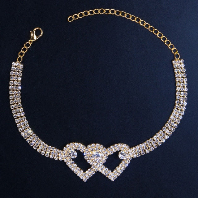 Luxurious Double Heart Anklet Bracelet