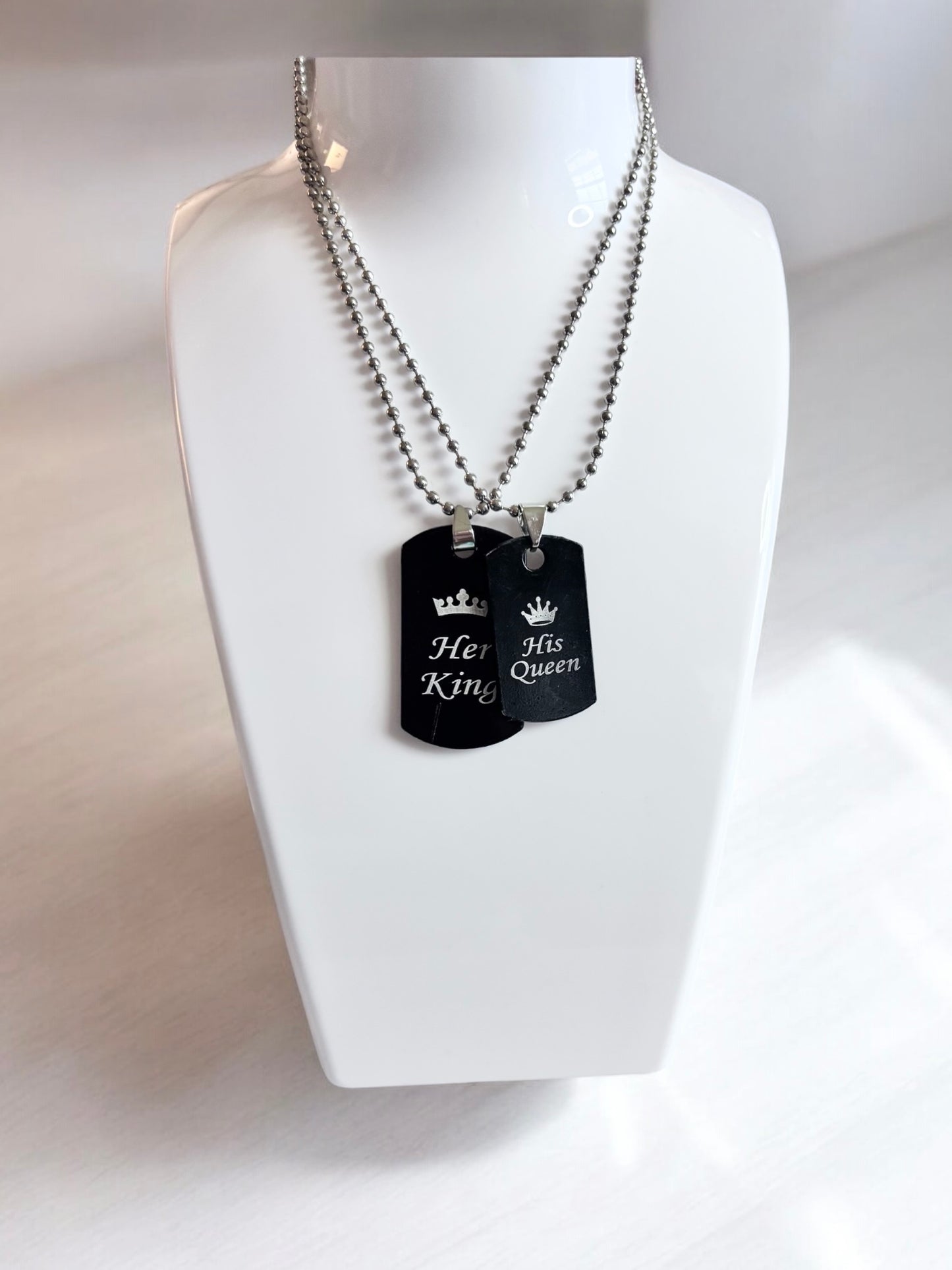 Her King His Queen Matching Couple Necklaces