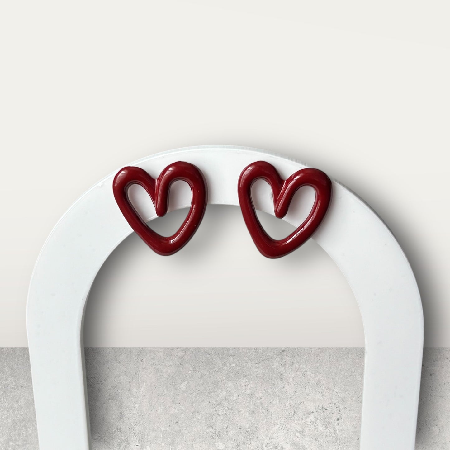 Small Burgundy Heart Stud Earring