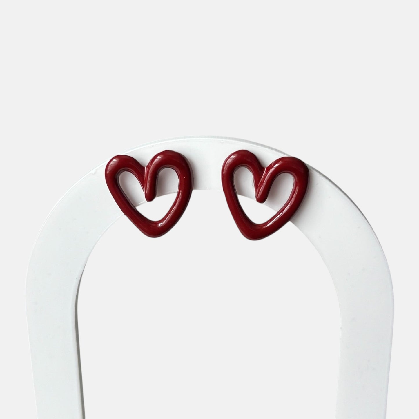 Small Burgundy Heart Stud Earring