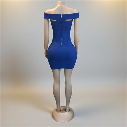 Off shoulder Women Royal Blue Dress